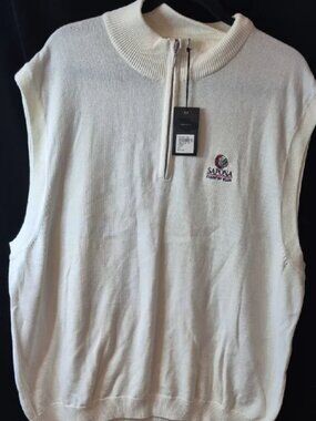 NWT Harold Powell Sapon Country Club Golf Vest – Men’s XXL – Cream Half‑Zip